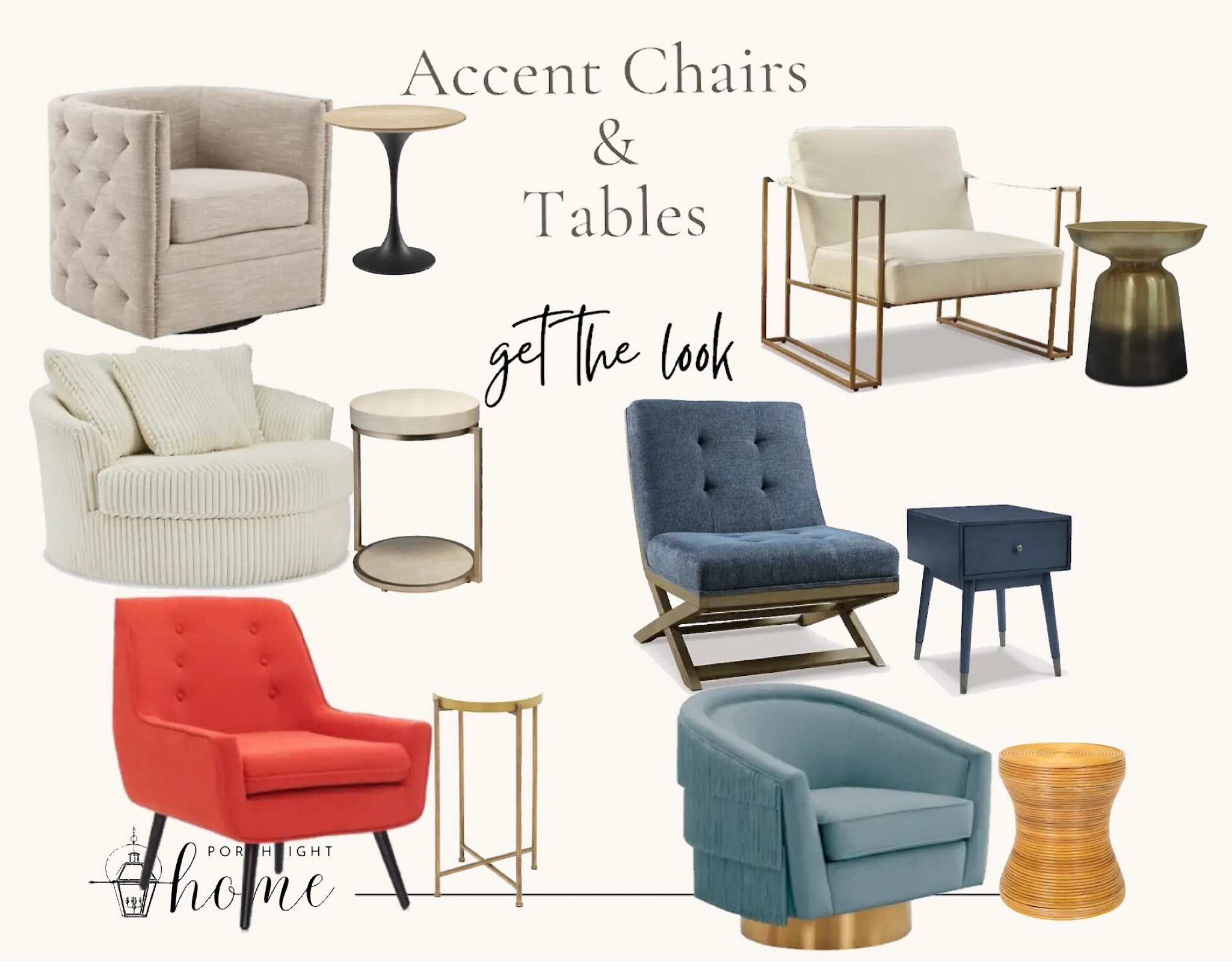 Accent Chairs & tables are the perfect addition to any room or nook!  Spruce up your living space with our PorchLight Picks ❤️ accent chairs, accent tables, upholstered chair, gold table, chair, table, reading nook, living room, family room, office, bedroom, room re-design 

#LTKhome #LTKstyletip #LTKFind