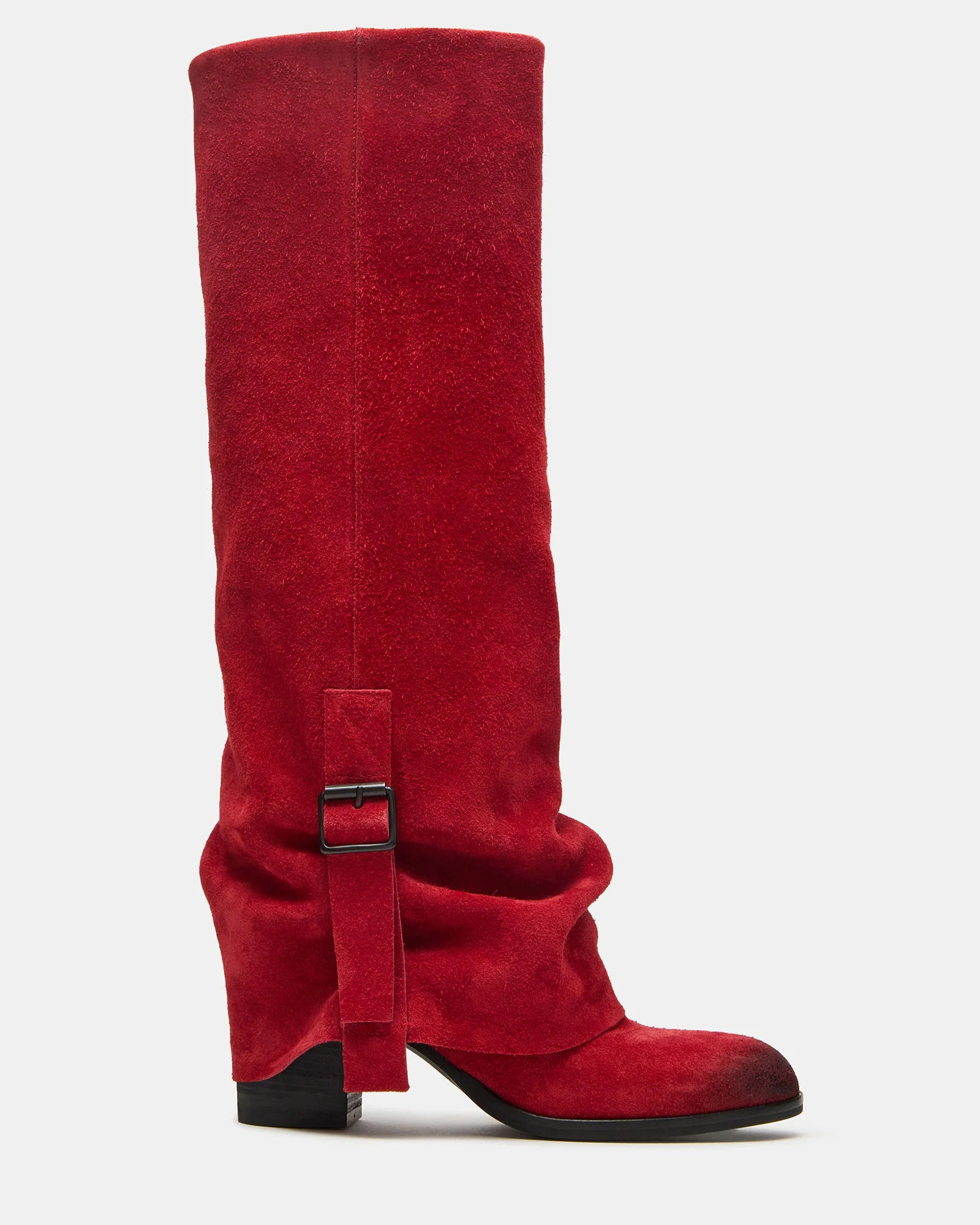 BOZEMAN Red Suede Knee-High Fold-Over Cuffed Women's Boot | Steve Madden (US)