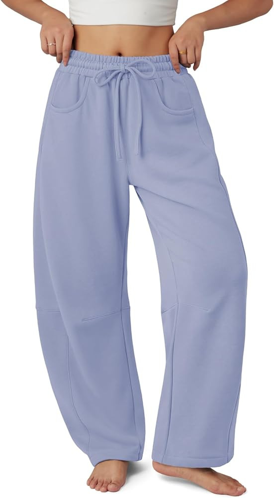 ATHMILE Barrel Sweatpants Women Fall Fashion Wide Leg Pants 2026 Baggy Lounge Comfy Flowy Sweat P... | Amazon (US)