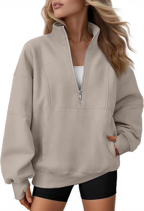 AUTOMET Womens Quarter Zip Oversized Sweatshirts Teen Fleece Pullover Hoodies 2026 Mock Neck Swea... | Amazon (US)
