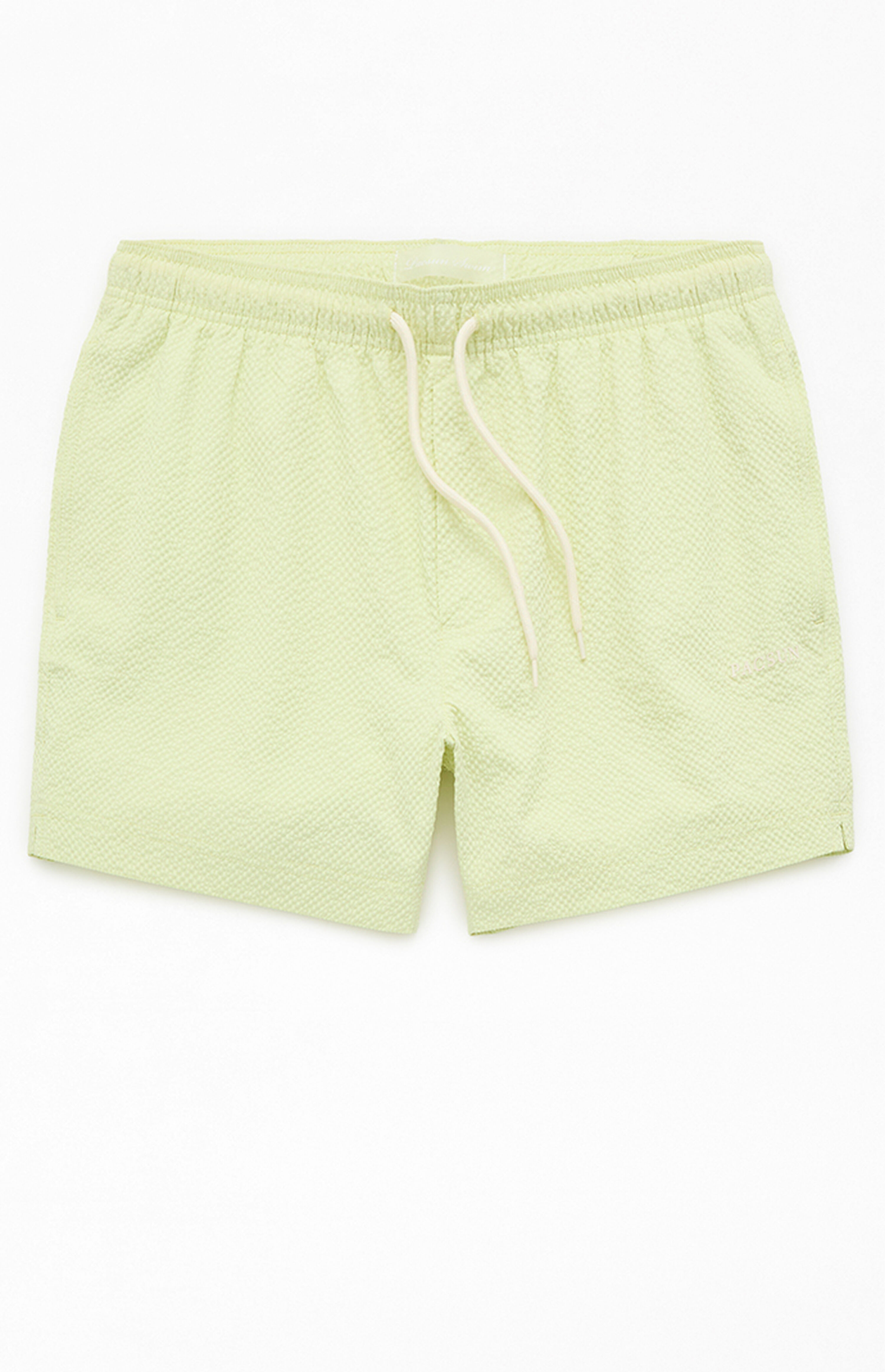Pacsun Sea Foam Seersucker 4.5" Swim Trunks | PacSun