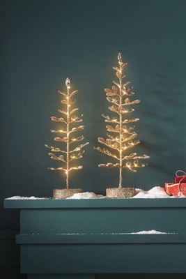 Crystal Leaves Light-Up Gold Tree | Anthropologie (US)