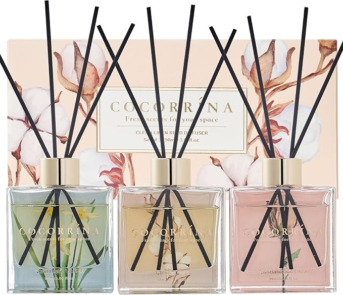 COCORRÍNA Reed Diffuser Set of 3-3 Pack/ 3.04 Fl.oz Diffuser with 24 Sticks Cashmere Vanilla/San... | Amazon (US)