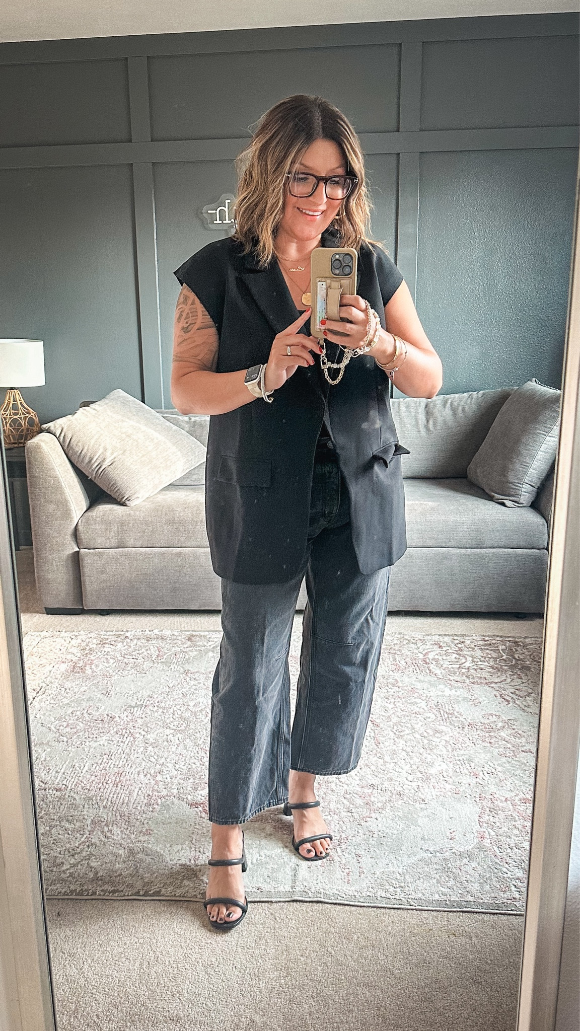 Last night’s look. Open Edit long line vest (XL), Madewell barrel leg jeans (31), Dolce Vita strappy block heeled sandals are sold out but I linked similar  

#LTKMidsize #LTKStyleTip #LTKOver40