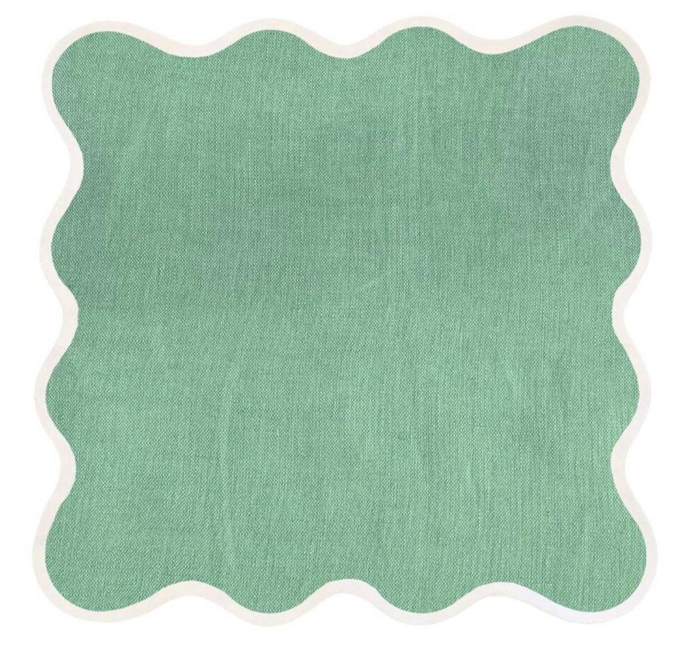 Linen Scalloped Square | Garden Green | Fenwick Fields, LLC