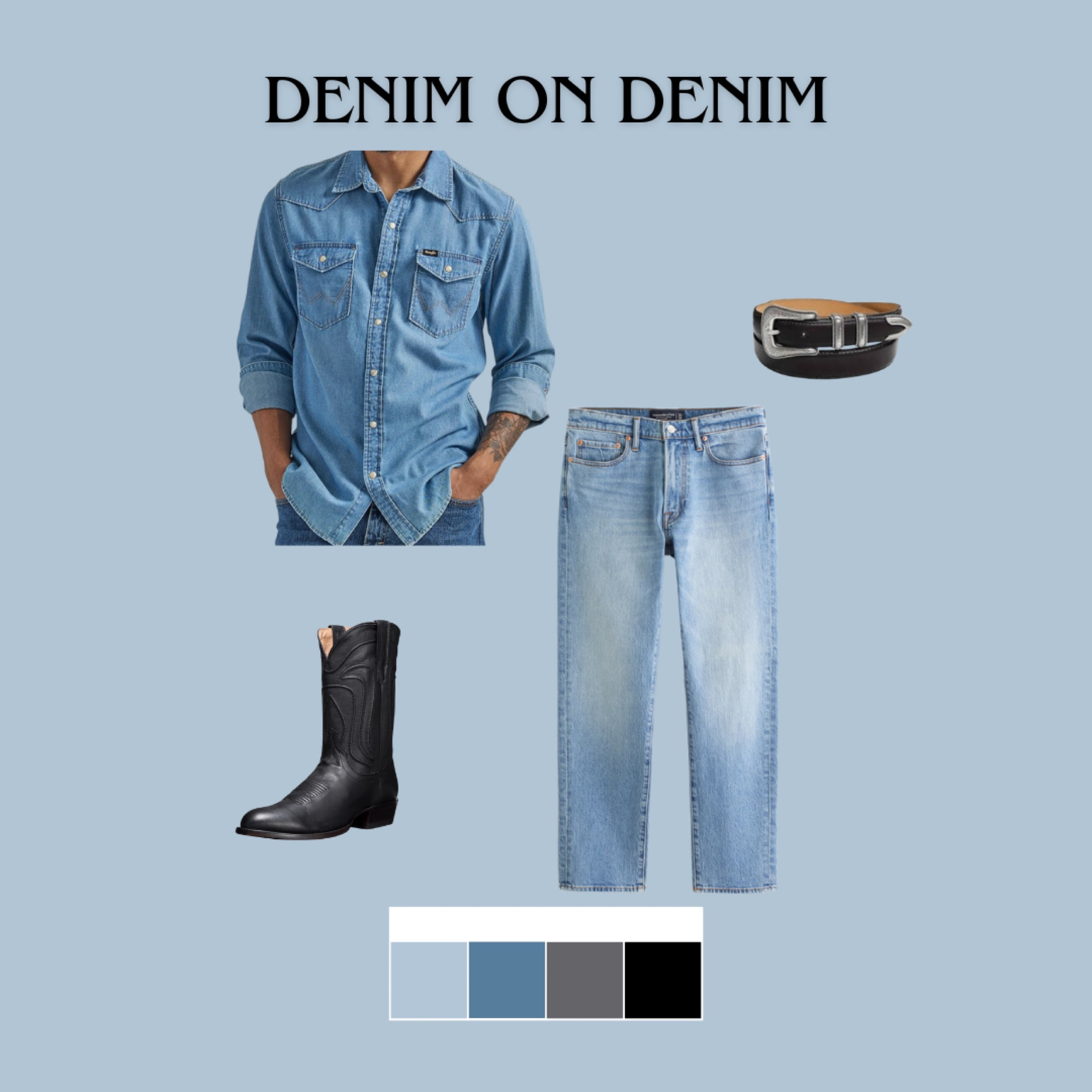 Denim on Denim #denim #mensfashion #mensoutfit #western

#LTKFestival #LTKGiftGuide