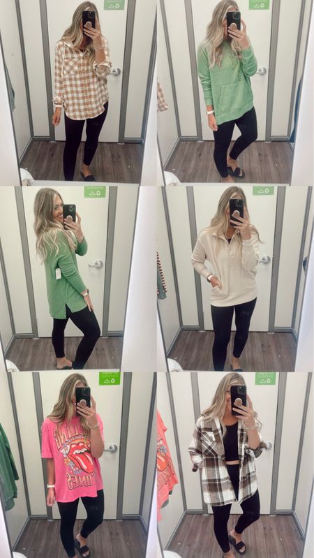 Walmart tops to pair with leggings!! These are all so dang good. The sizes of each one I’m wearing is on screen! For reference, I’m 5’3 and my true size is a small. I did size up in a lot of these to make them more legging friendly! // the green hoodie and rib tunic are sooooo soft you won’t believe it! And the shacket is a must have for fall! Excellent material, quality and such a pretty plaid. // 
Leggings are my faves from amazon! Size small. True to size. // bra is old from target. I wear it on repeat. 

Follow my shop @WhatLizisLoving on the @shop.LTK app to shop this post and get my exclusive app-only content!

#liketkit 
@shop.ltk
https://liketk.it/4gf8D