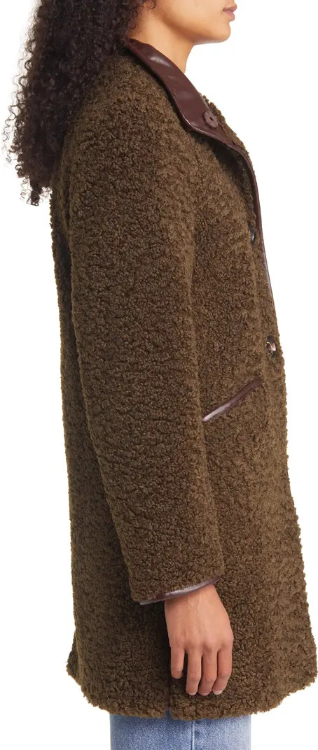 Stand Collar Faux Shearling Coat | Nordstrom
