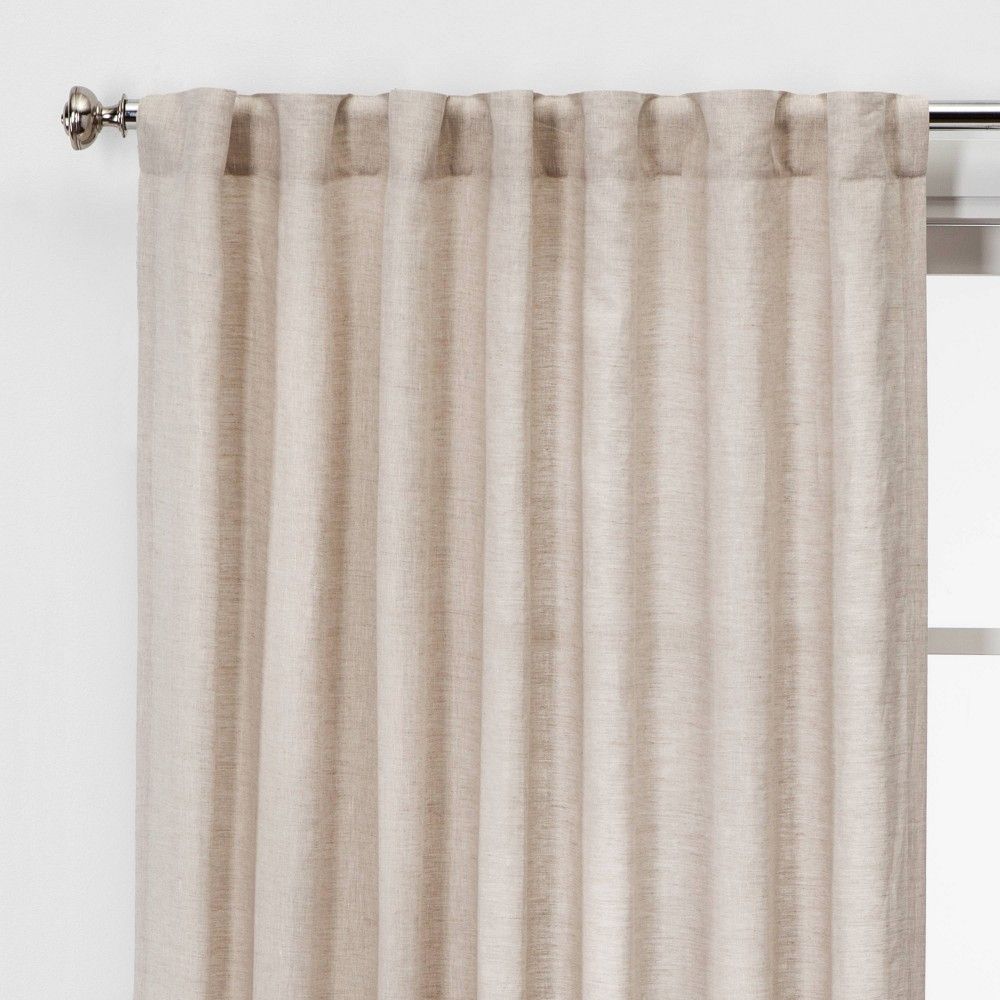 95""x54"" Light Filtering Linen Curtain Panel Natural - Threshold | Target