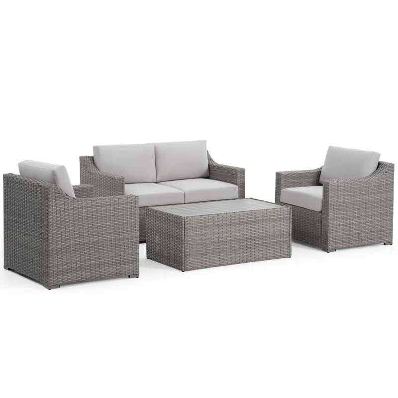 4 Piece Rattan Sofa Seating Group with Cushions | Wayfair North America