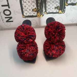 New Authentic BOTTEGA VENETA Adam Leather Two-Band Pom Sandals | Poshmark