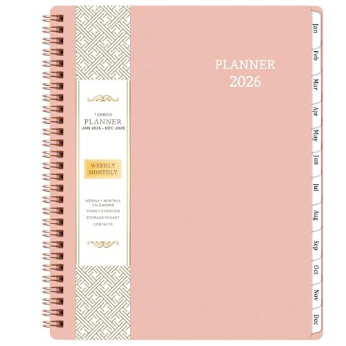 2026 Planner - 2026 Calendar Planner from Jan. 2026 - Dec. 2026, 8" x 10" Planner 2026, Planner 2026 with Twin-Wire Binding, PP Cover, Round Corner - Rose Gold | Amazon (US)