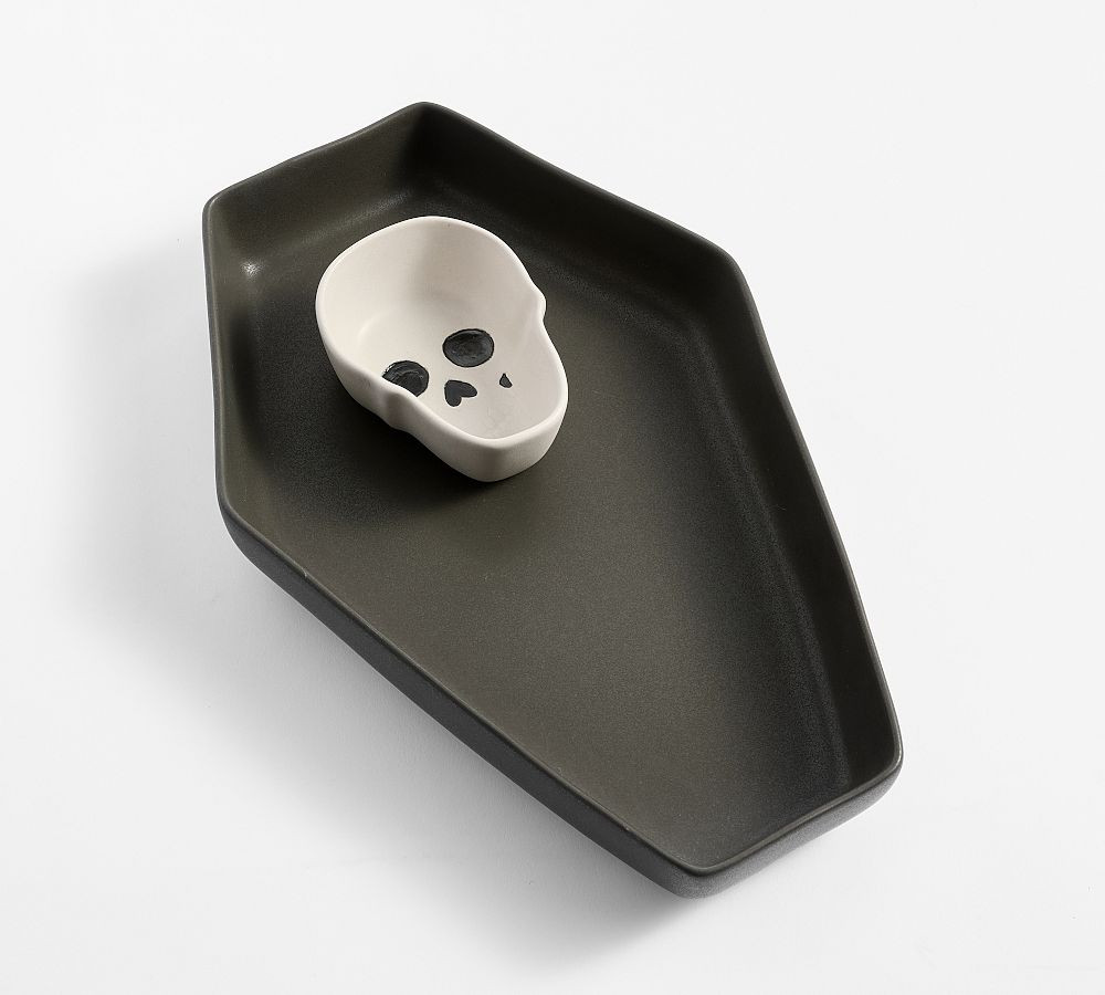 Skull Casket Stoneware Chip & Dip Server | Pottery Barn (US)