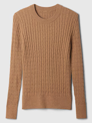 CashSoft Cable-Knit Crewneck Sweater | Gap Factory