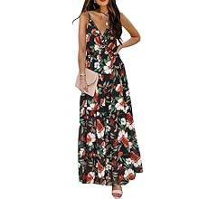 BLENCOT Women's Casual Boho Floral Printed Deep V Neck Loose Sleeveless Long Evening Dress | Amazon (US)