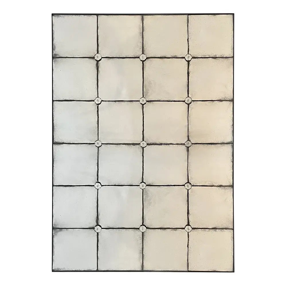 Large Panelled Mirror with Distressed Glass | Chairish