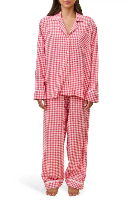 Papinelle Seersucker Gingham Cotton Blend Pajamas in Geranium at Nordstrom, Size Small | Nordstrom