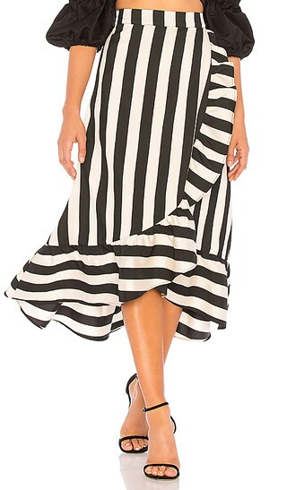 LPA Hi Low Ruffle Skirt in Black & White | Revolve Clothing (Global)