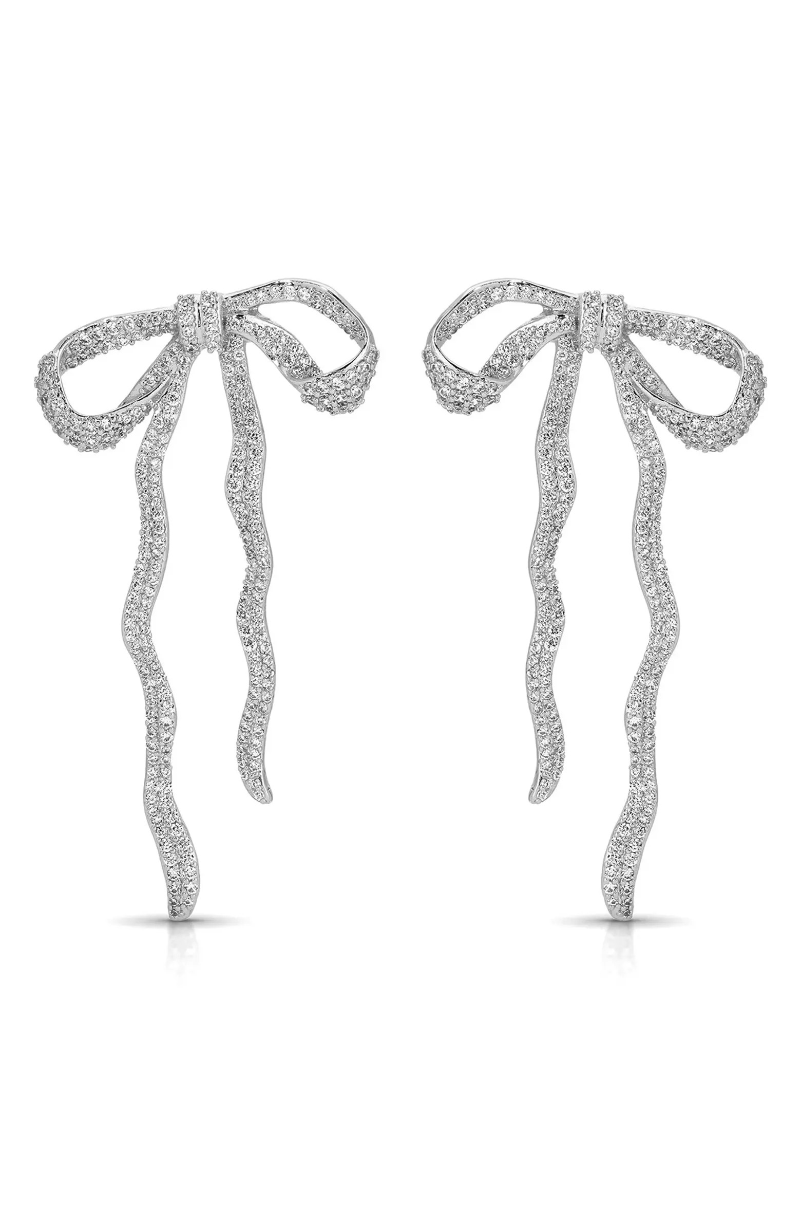 Ettika Pavé Cubic Zirconia Bow Drop Earrings | Nordstrom | Nordstrom