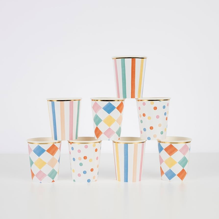 Meri Meri Colorful Pattern Cups (Pack of 8) | Amazon (US)