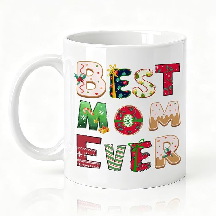 Best Mom Ever Double-Sided Ceramic Mug, Funny Christmas Mug for Mum, Xmas Coffee Cup for Mom Gran... | Amazon (US)