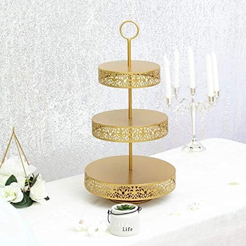Efavormart 23" Tall GOLD 3-Tier Metal Reversible Dessert Cupcake Stand For Wedding Decoration Eve... | Amazon (US)