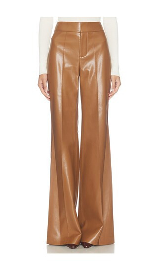 Alice + Olivia Dylan Faux Leather Pant in Brown. - size 2 | Revolve Clothing (Global)
