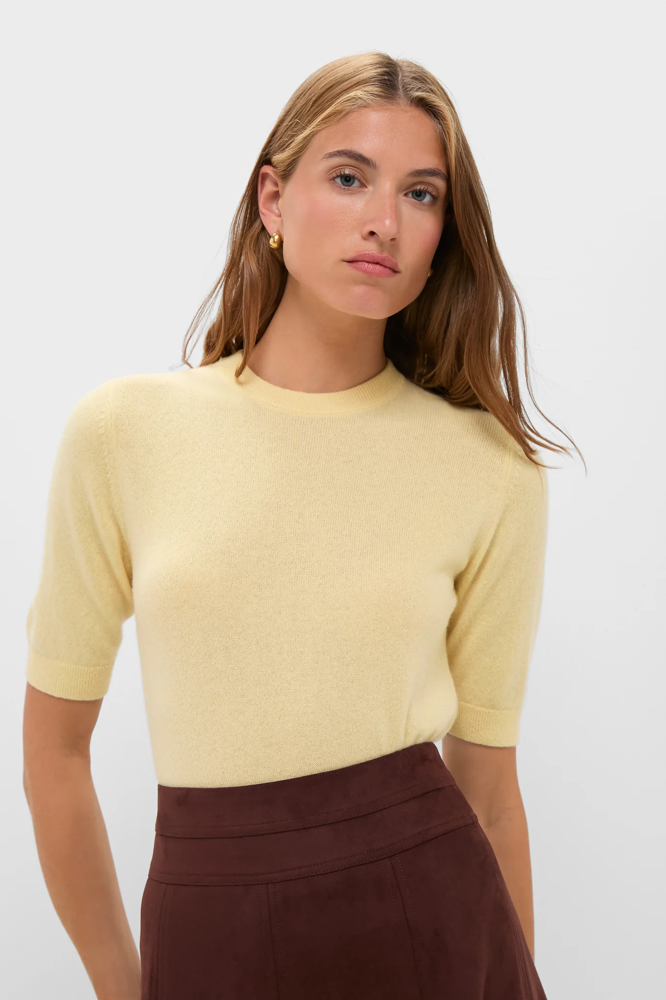 Butter Yellow Cashmere Short Sleeve Crewneck | Tuckernuck (US)
