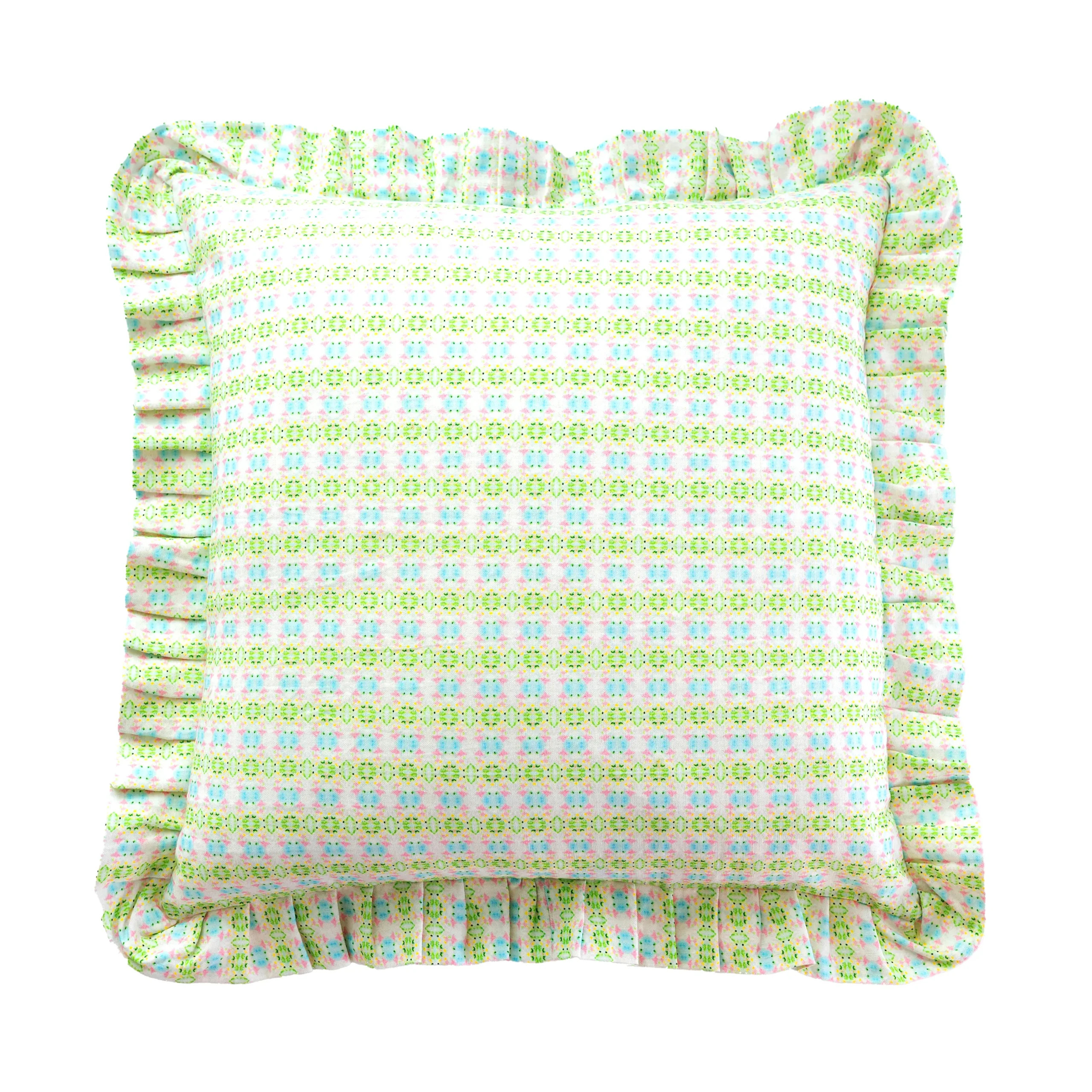 Pair of Little Girl Pattern 20″ Square Decorative Ruffled Pillow Covers | EVELYN & KATE (US)