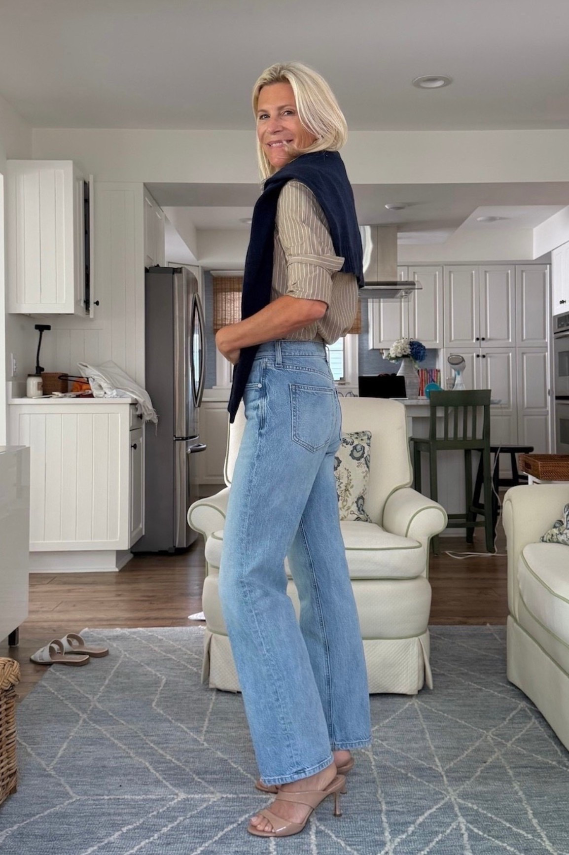 Such a good early spring outfit formula. Light striped shirt, high-rise straight jeans, simple heels.

And yes — the jeans are on sale. If you’ve been eyeing them, this is the moment.



#LTKootd #LTKOver40 #LTKSaleAlert