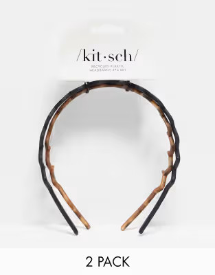 Kitsch Zig Zag Headband 2 pack - Black & Tort | ASOS (Global)