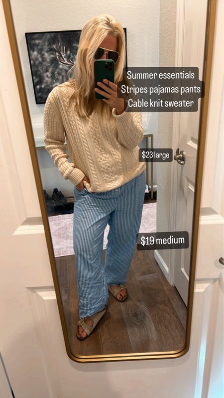 ✨Tap the bell above for daily elevated Mom outfits.

Summer essentials
Striped pajama pants and fisherman sweater, big buckle Birkenstocks.

"Helping You Feel Chic, Comfortable and Confident." -Lindsey Denver 🏔️ 

  #over45 #over40blogger #over40style #midlife  #over50fashion #AgelessStyle #FashionAfter40 #over40 #styleover50 #styleover40 midsize fashion, size 8, size 12, size 10, outfit inspo, maxi dresses, over 40, over 50, gen X, body confidence


#LTKMidsize #LTKOver40 #LTKSaleAlert