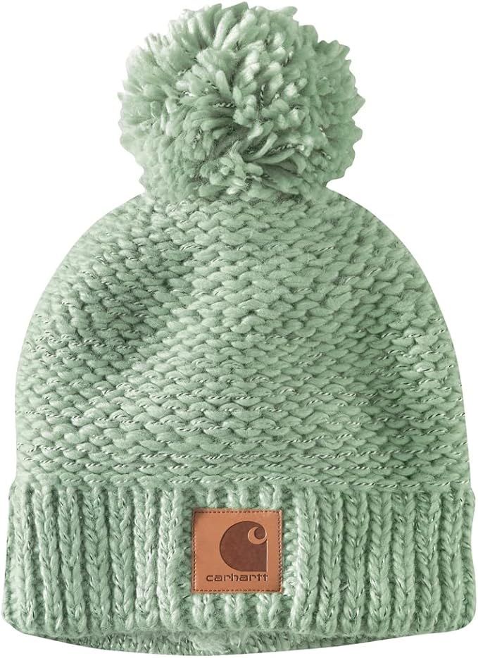 Carhartt Women's Rib Knit Sherpa-Lined pom Beanie | Amazon (US)