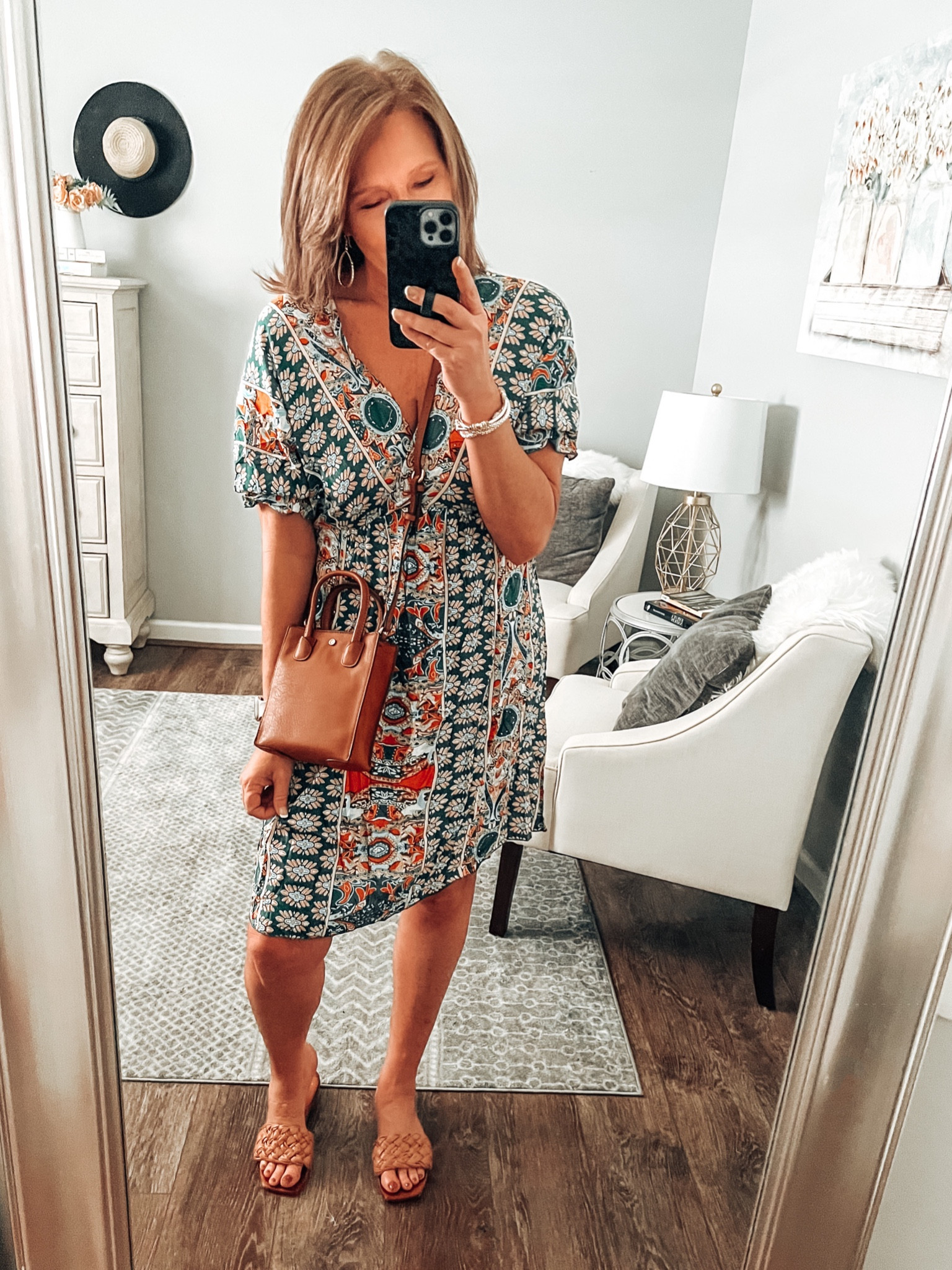 kohls boho dress Women's Fall Dresses Casual Long Sleeve V Neck Midi Dress Floral Boho Beach  Flowy Dress