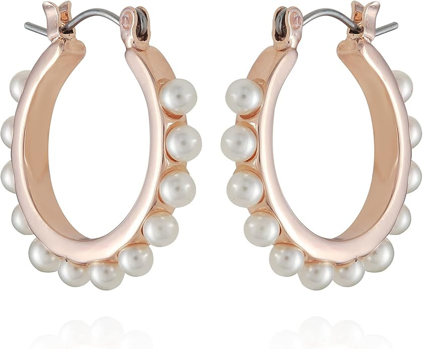 GUESS Glass Pearl Hoop Earrings | Amazon (US)