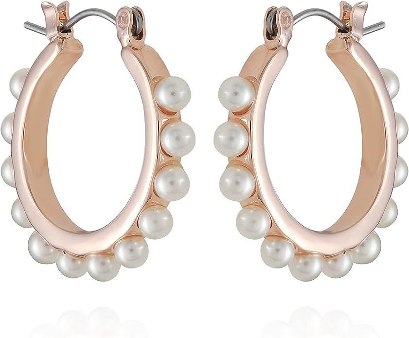 GUESS Glass Pearl Hoop Earrings | Amazon (US)