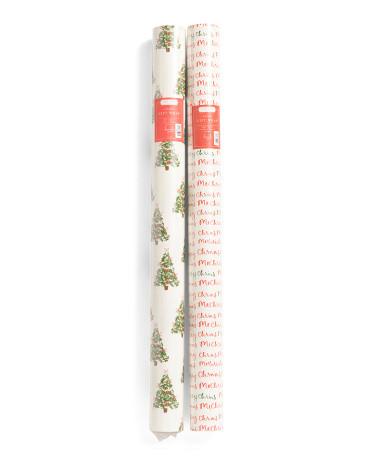 2pk 100sqft Embossed Bows Merry Christmas Wrapping Paper Jumbo Rolls | TJ Maxx