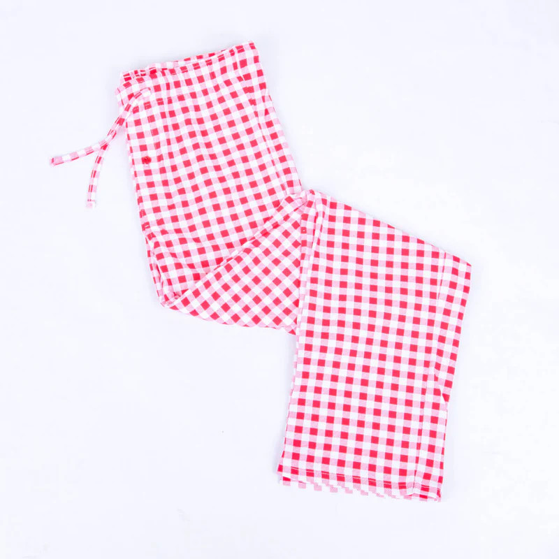 Red Gingham Knit Adult Pajama Pants | Classic Whimsy