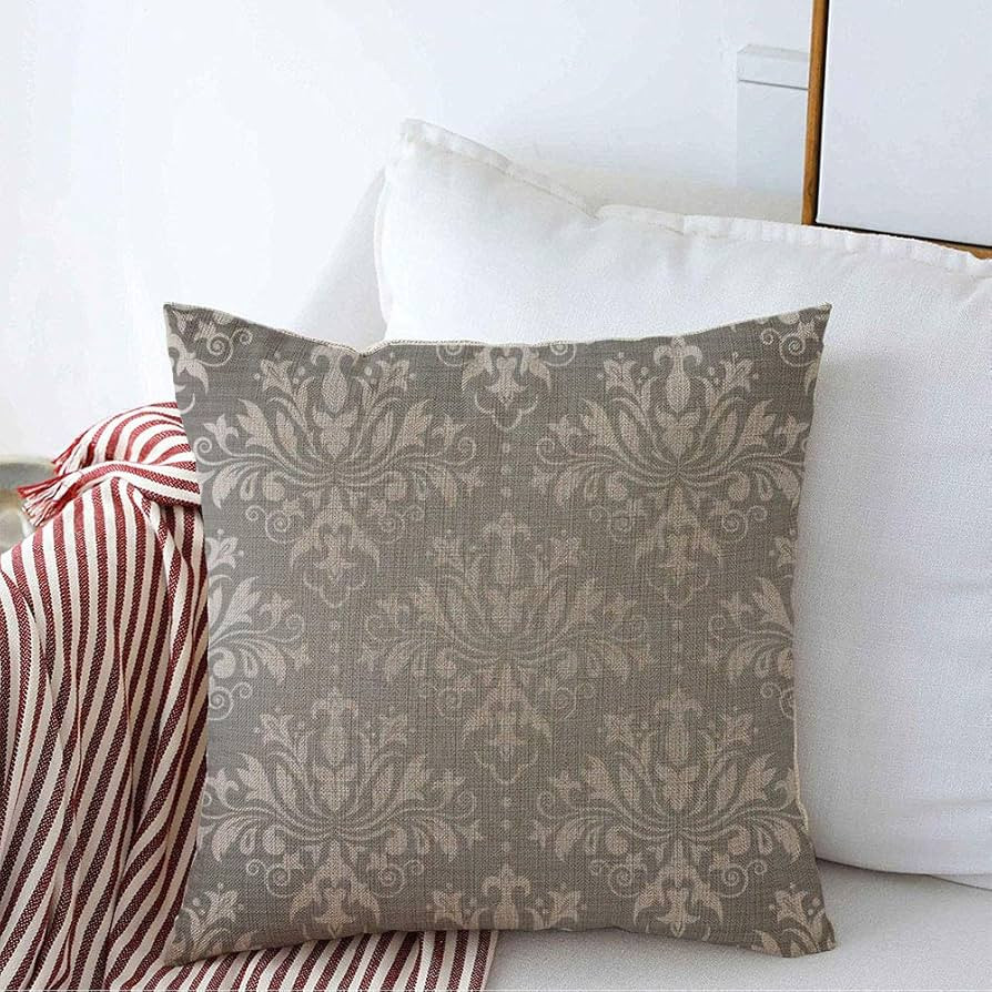 Throw Pillow Cover Colorful Antique Luxury Damask Royal Abstract Silver Baby Baroque Beautiful Ti... | Amazon (US)