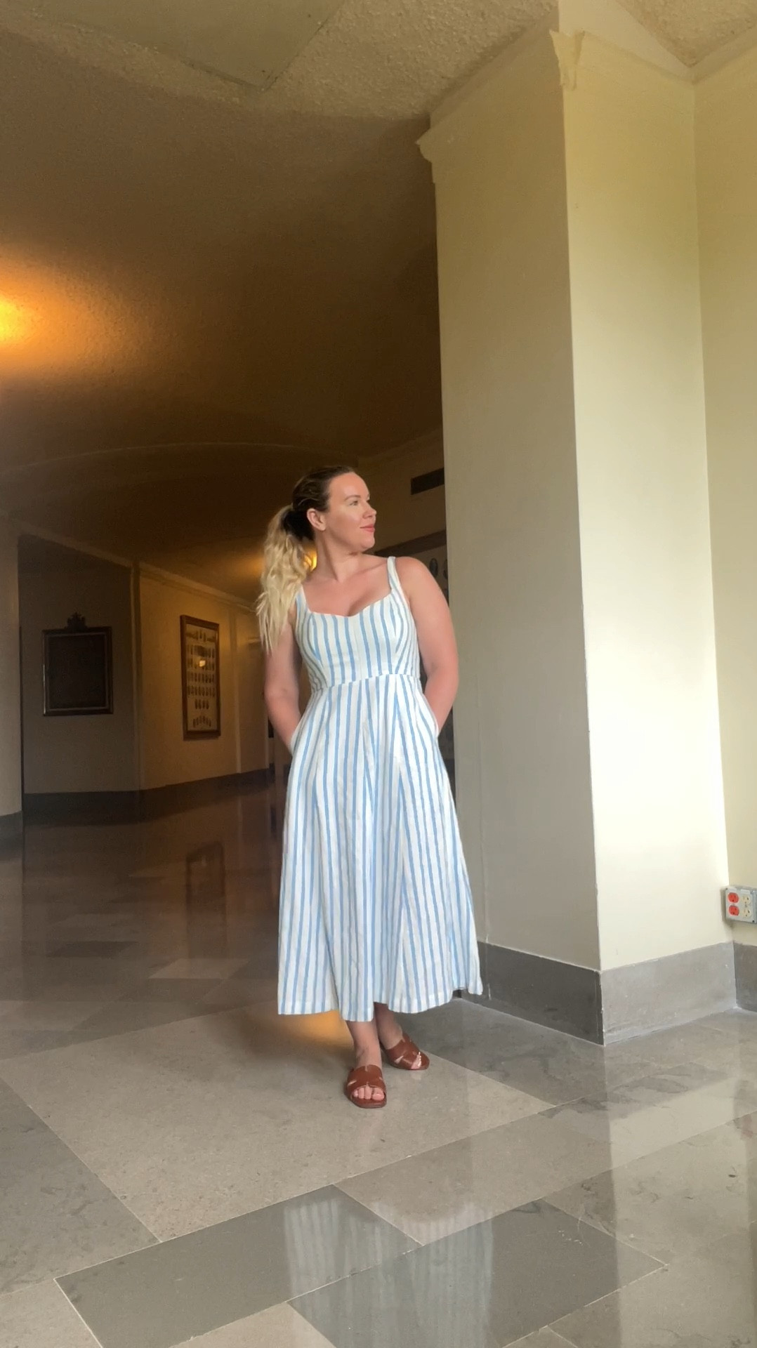 Outfit of the day! I’m really loving the old money aesthetic and the coastal grandma aesthetic that this Old Navy dress is giving! I’m wearing a medium and it fits perfect, even for the short girls like me! 

#LTKSeasonal #LTKFindsUnder50 #LTKStyleTip