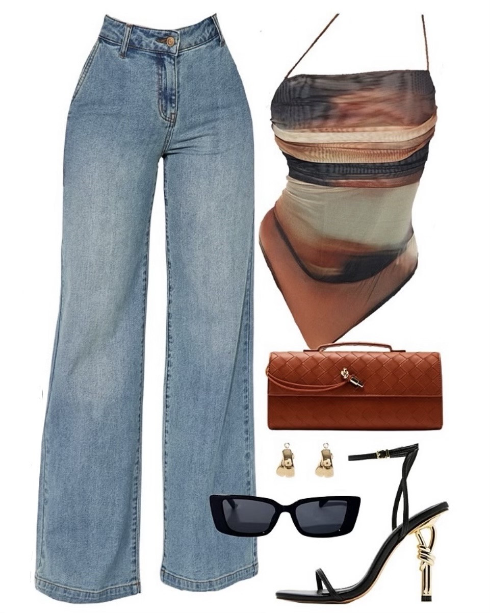 Effortlessly chic for a summer night out🥀✨

Abstract print mesh bodysuit paired with light wash wide leg jeans is the effortless elevated casual combination you didn’t know you needed. Earth tones, clean denim, gold sculptural heels + the cognac woven bag adds that quiet luxury detail that takes the whole look from casual to intentional🙌🏼

#LTKfashion #LTKstyletip #LTKsummer #LTKfindsunder100

#LTKdatenight #LTKtravel #LTKeurope