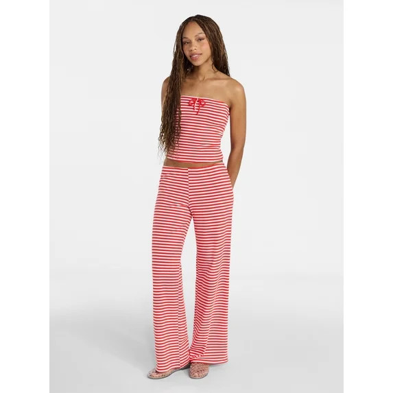 No Boundaries Striped Tube Top and Pants Set, 2-Piece, Women's XXS-XXL | Walmart (US)