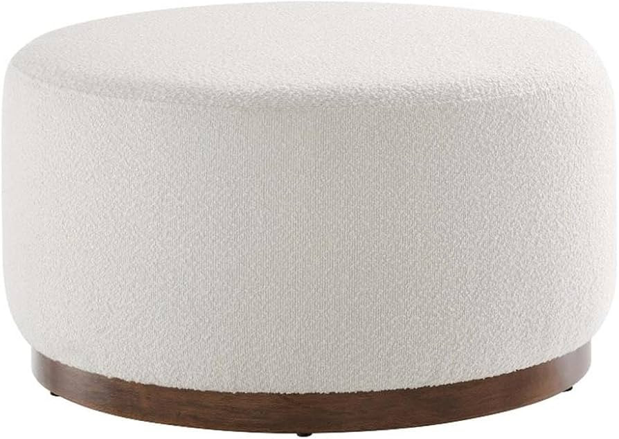 Modway Tilden 29 Inch Round Boucle Upholstered Ottoman in Cloud Walnut - Round Ottoman Coffee Tab... | Amazon (US)