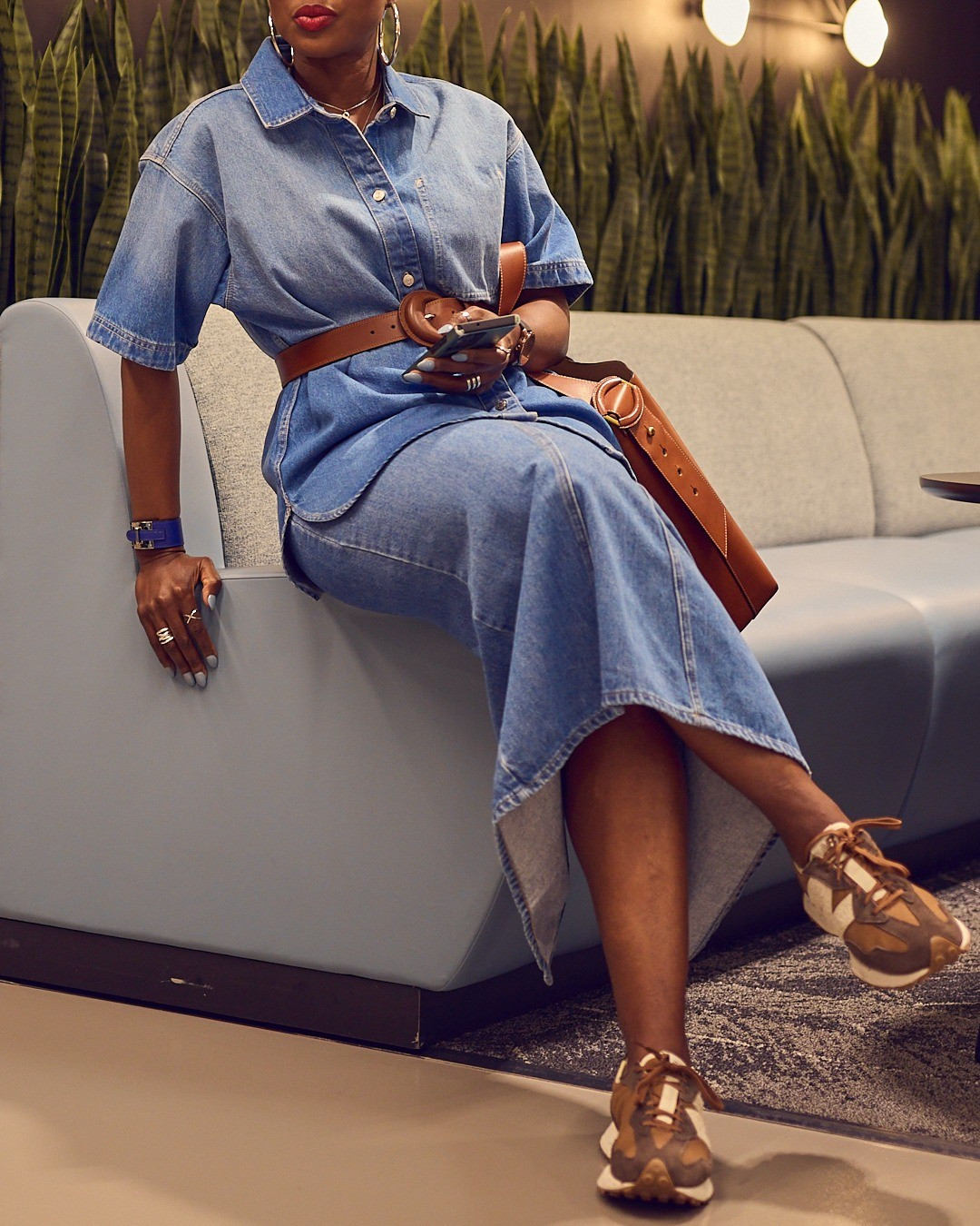 Denim on denim, and sprinkle some chocolate in it!💙🤎 Maxi denim skirt, oversized denim shirt, large brown tote, elevated casual look, denim style, weekend style, Banana Republic, New Balance, Ralph Lauren, Good American, Amazon Fashion

#LTKOver40 #LTKMidsize #LTKStyleTip