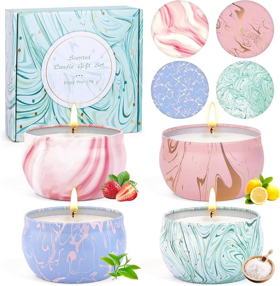 Candle Gifts,Scented Candles Christmas Gift Set for Women, 4 Pack Aromatherapy Candles for Home S... | Amazon (US)