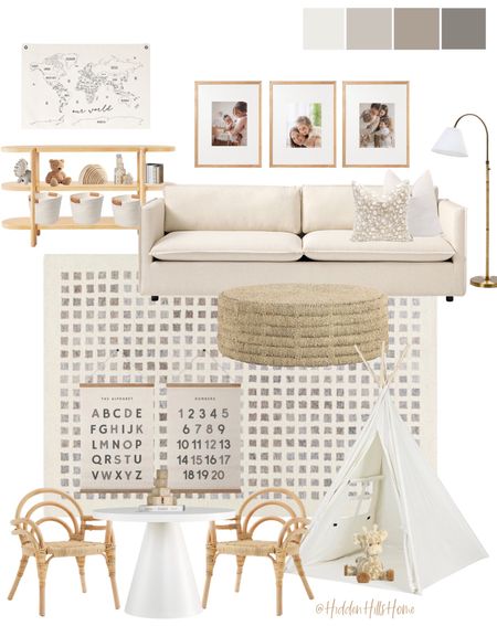 Playroom decor ideas, family room decor ideas, living room with play area, kids play tent, toy storage ideas, mood board #playroom

#LTKkids #LTKstyletip #LTKhome