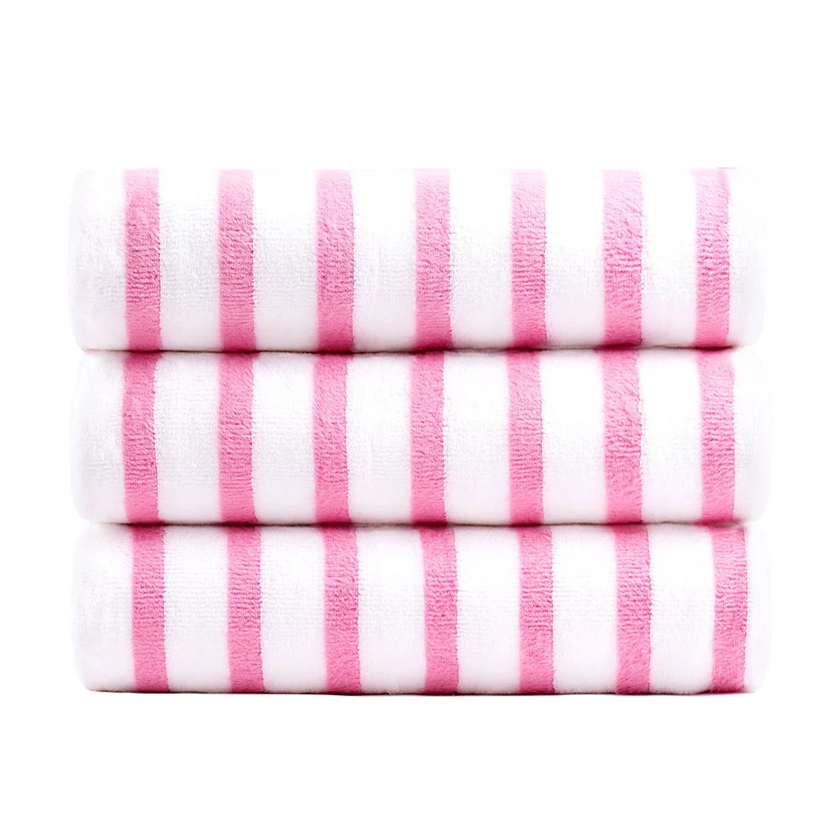 Soft Cabana Stripe Bath Towel Beach Towels 3 Piece (Pink, 27 x 55 Inches) | Walmart (US)