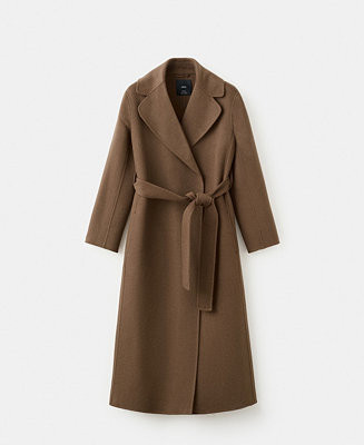 Mango Women's Belted Handmade Wool Coat - Macy's | Macy's