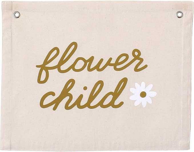 Flower Child Banner - 12A Canvas Wall Flag, Wall Art for Nursery, Modern Kids Room Decor,Kids Ban... | Amazon (US)
