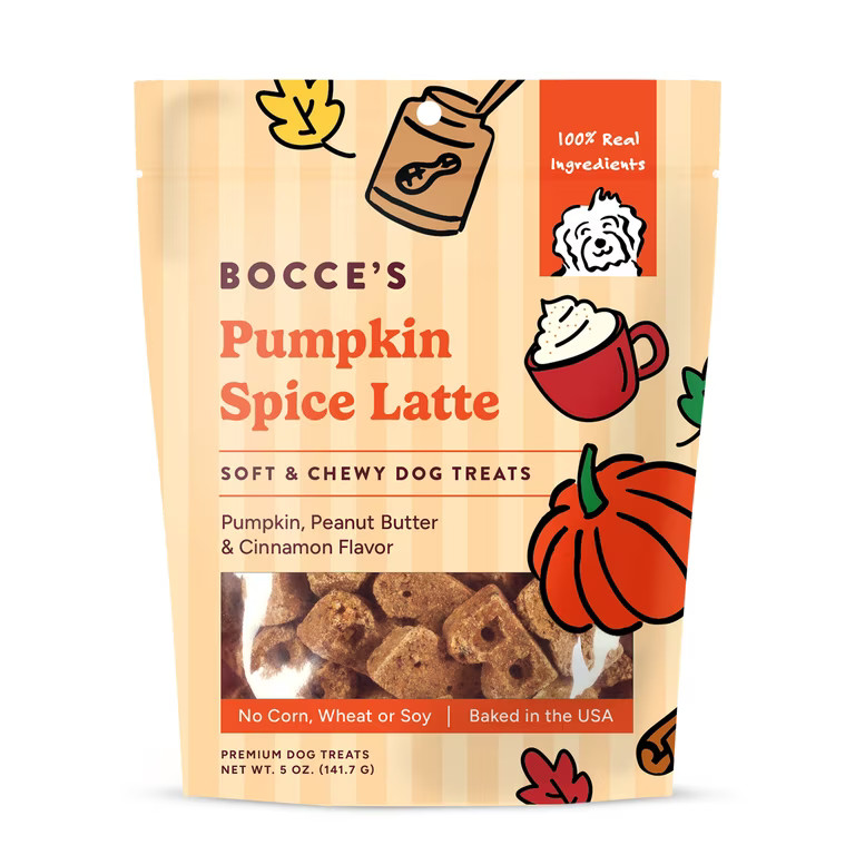 Bocce's Bakery Soft & Chewy Pumpkin Spice Latte Soft Treats for Dogs, 5oz Bag | Walmart (US)
